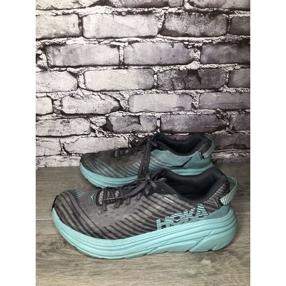 HOKA ONE ONE Rincon Charcoal Gray Aqua Blue Running Shoes Women 10.5M US/43 1/3 - Picture 7 of 16